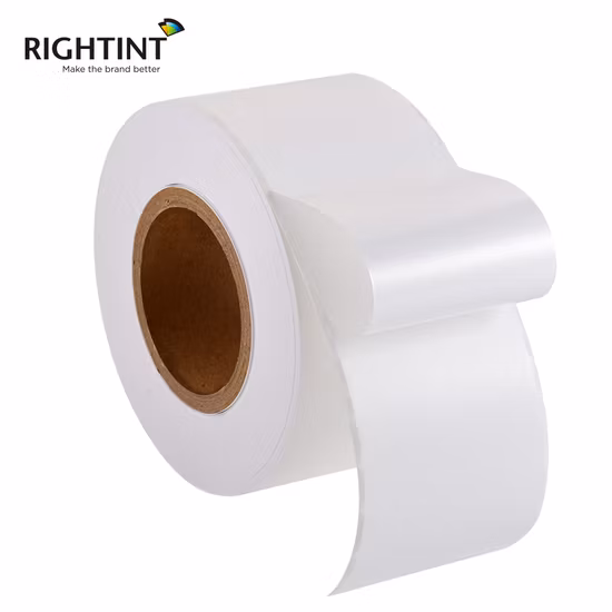 Material branco brilhante PP 75GSM para impressora a jato de tinta rolos de etiquetas pré-cortadas