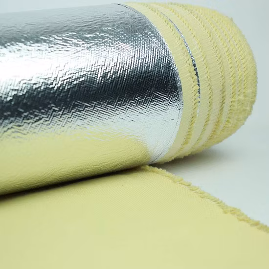 Tecido de para-aramida resistente ao fogo de alta temperatura, braço mecânico, isolamento térmico, tecido de kevlar revestido de alumínio para fundição e fundição de ferro