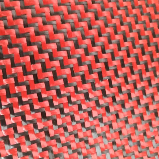 Tecido híbrido de fibra de carbono e Kevlar